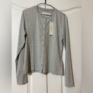 Calvin Klein Heather Gray Button-Up Top